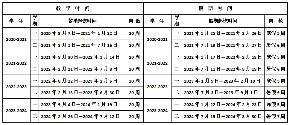 大三下学期华侨大学教学校历